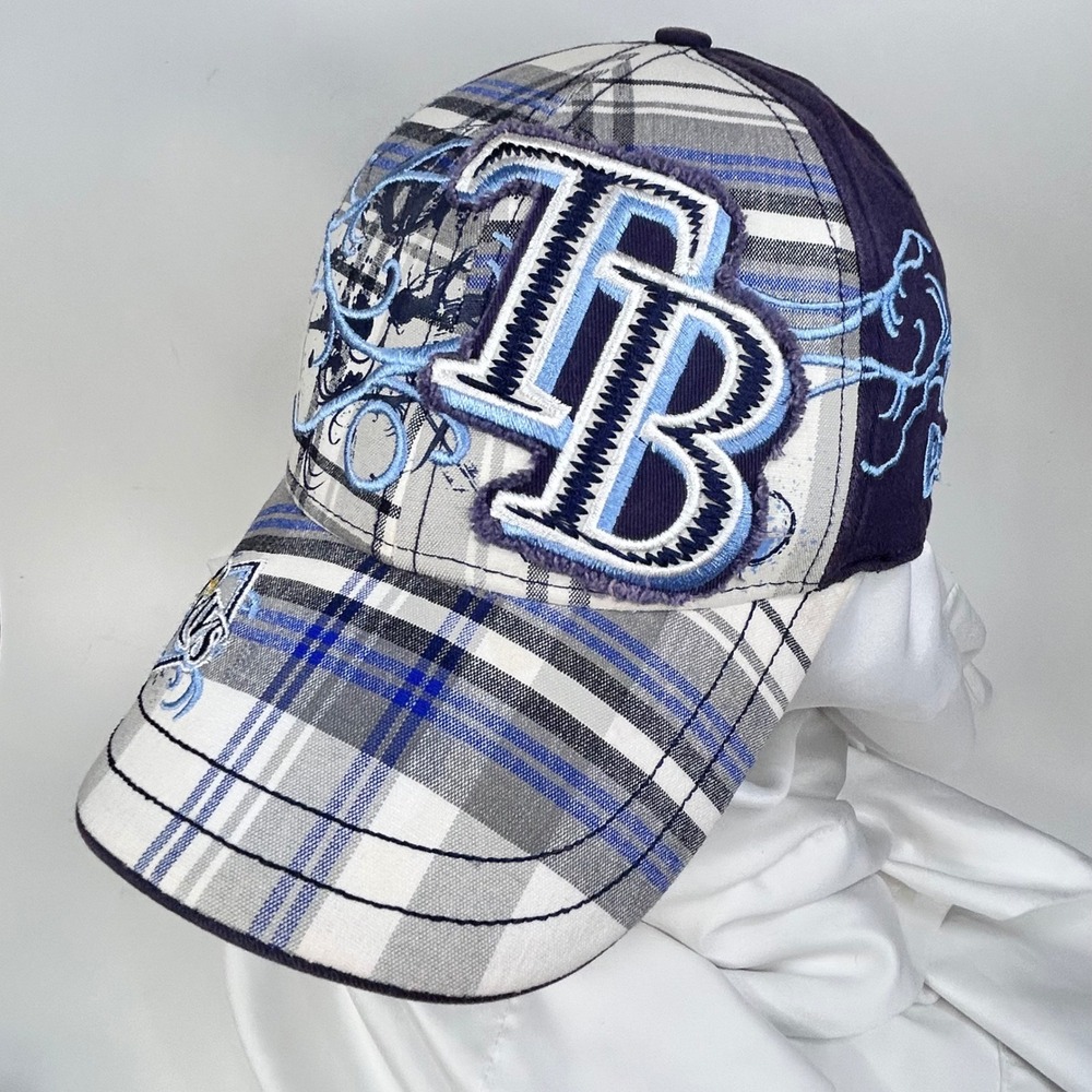 TAMPA BAY RAYS 39THIRTY Blue Plaid Embroidered Baseball Hat Mens S-M New Era